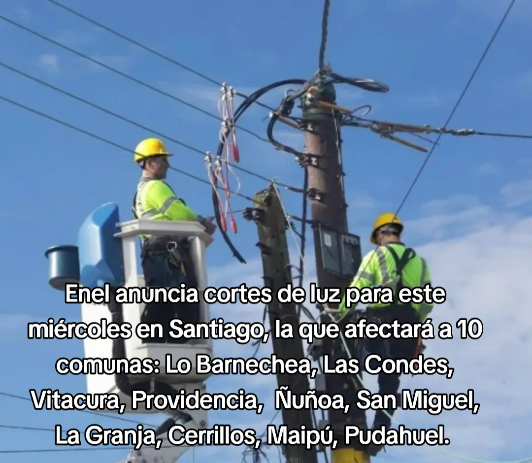 Enel anuncia corte energía en 10 comunas